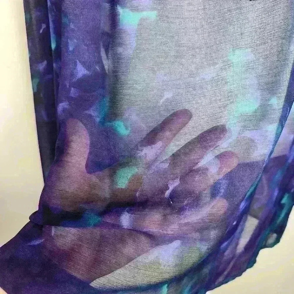 Jones New York Womens Blue Green Pullover Sheer Top Large - Picture 3 of 8